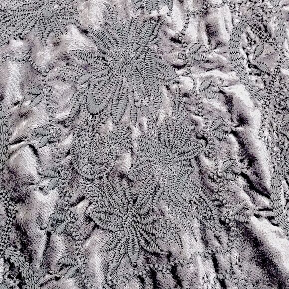 Soft Surroundings Dress Embroidered Velvet Short Sleeve Grey / Gray Large - Picture 6 of 9